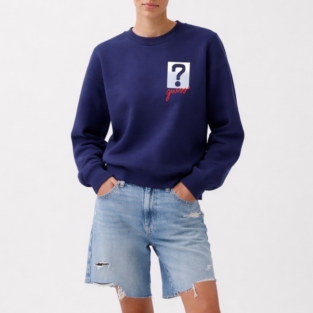 Vintage 90s Guess Blue Long Sleeve Crew Neck Sweatshirt